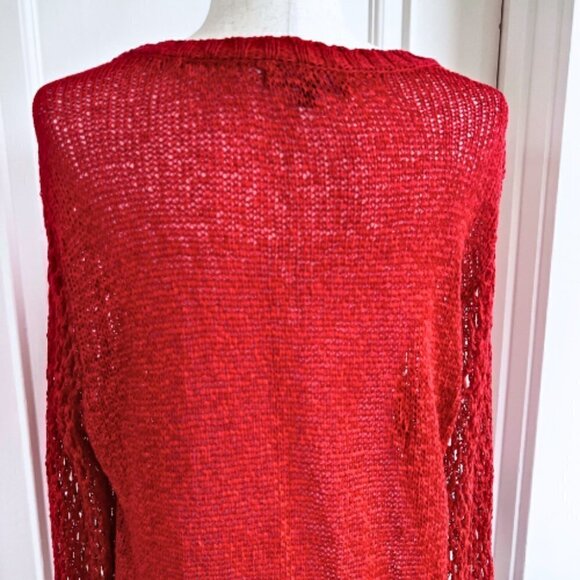CHRISTIAN SIRIANO RUNWAY Open Knit High Low Red Sweater Size XL - Picture 8 of 15